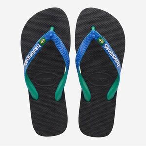 Havaianas Brazil Mix - Black and Blue Flip Flops size 37-38